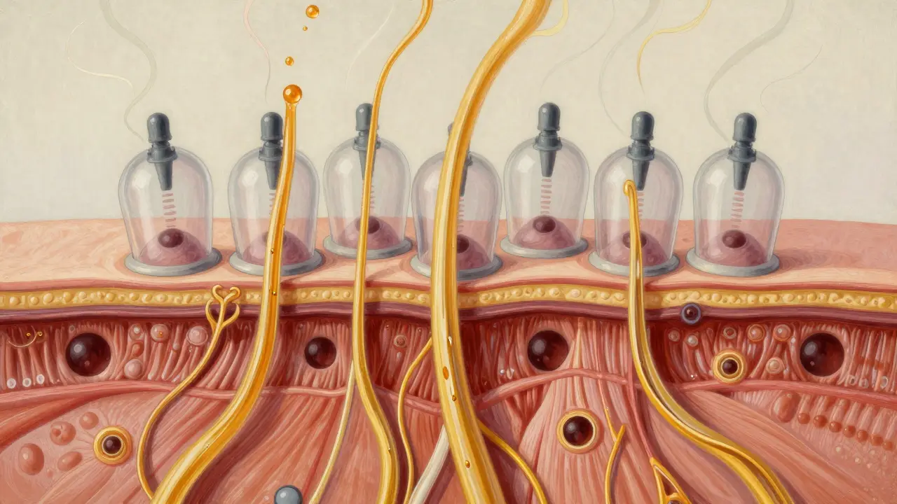 Vnitřní pohled na zlepšení krevního oběhu a uvolnění svalového napětí během vakuoterapie.