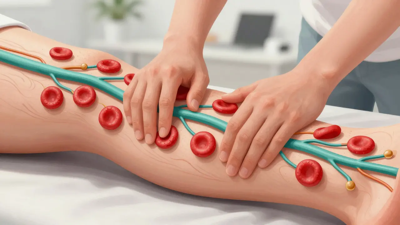 Uvnitř nohy se rozšiřují kapiláry pod tlakem masáže, krev volně proudí.