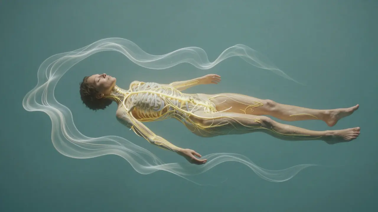 Abstraktní představení hluboké relaxace a regenerace organismu po masáži.