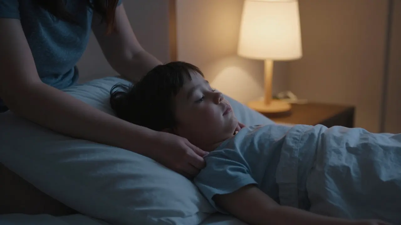 Večerní rituál masáže batole v útulné a tichým místnosti