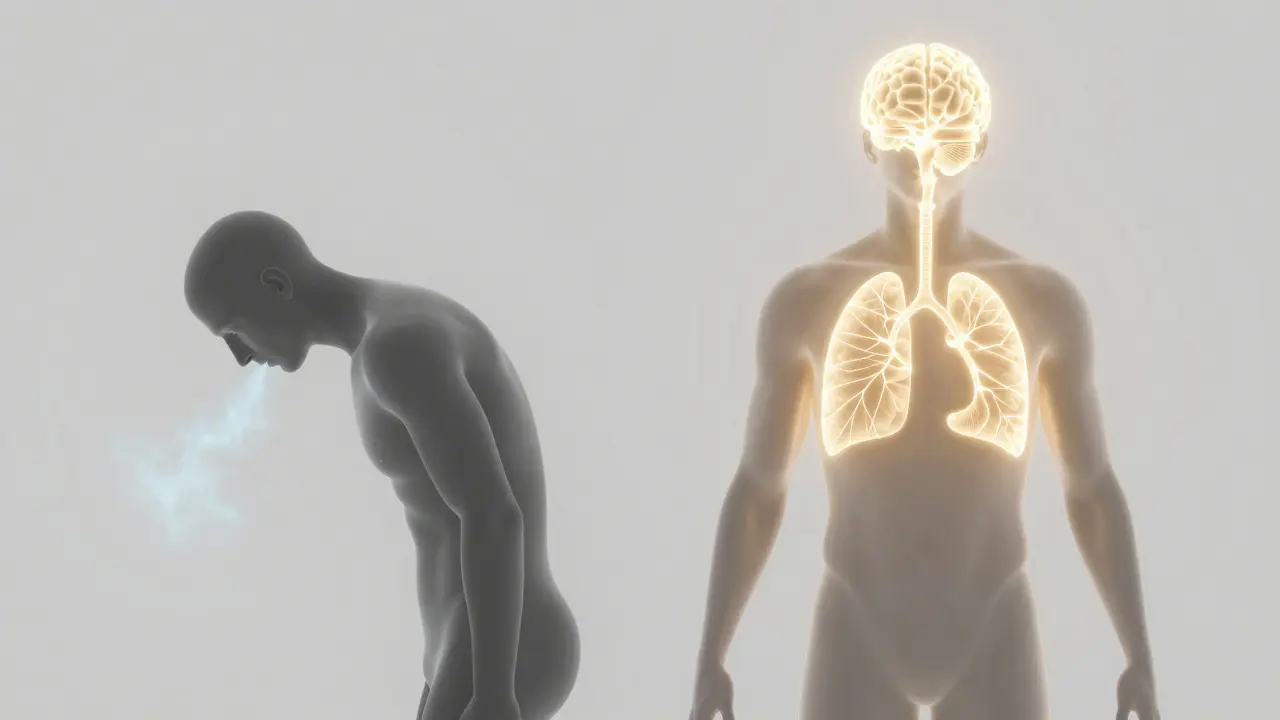Silueta těla ukazující vliv držení těla na prokrvení mozku